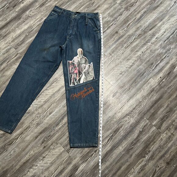 Vintage 1990s Tupac Makaveli Jeans 34x34 (32x32) - Picture 6 of 13